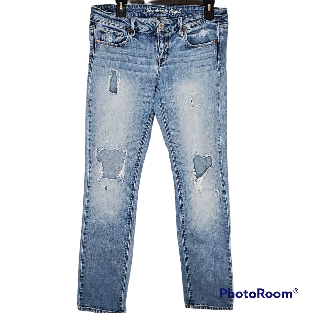 American eagle stretch skinny jean distressed size 10